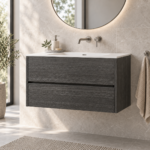Aquasense Onderkast Klaproos 80cm Grijs in een moderne badkamer