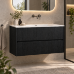 Aquasense Onderkast Klaproos 80cm Zwart in een moderne badkamer