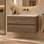 Aquasense Onderkast Klaproos 90cm Hout in een moderne badkamer